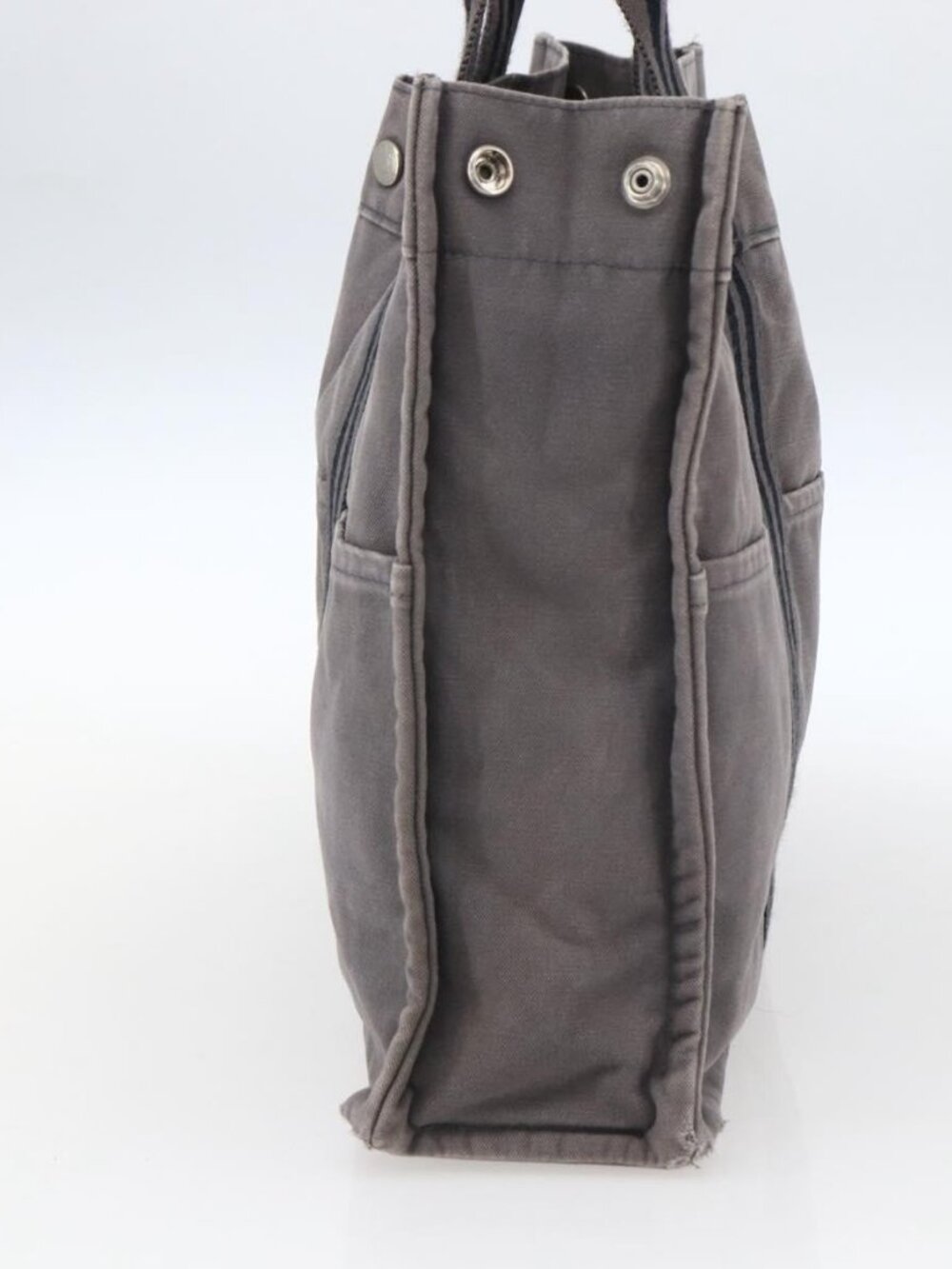 HERMES Fourre ToutMM Hand Bag Canvas Gray Silver Auth ti3707 - Picture 4 of 16